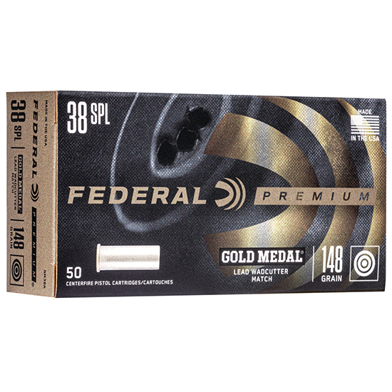 FED GOLD MEDAL 38SPL 148GR LEAD WC 50/20 - Ammunition